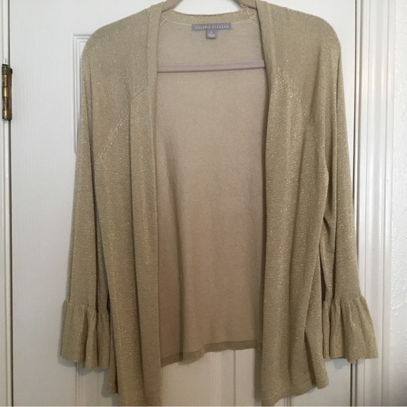 NWOT Valorie Stevens Women’s Gold Sparkle Medium Weight Topper - Picture 1 of 7